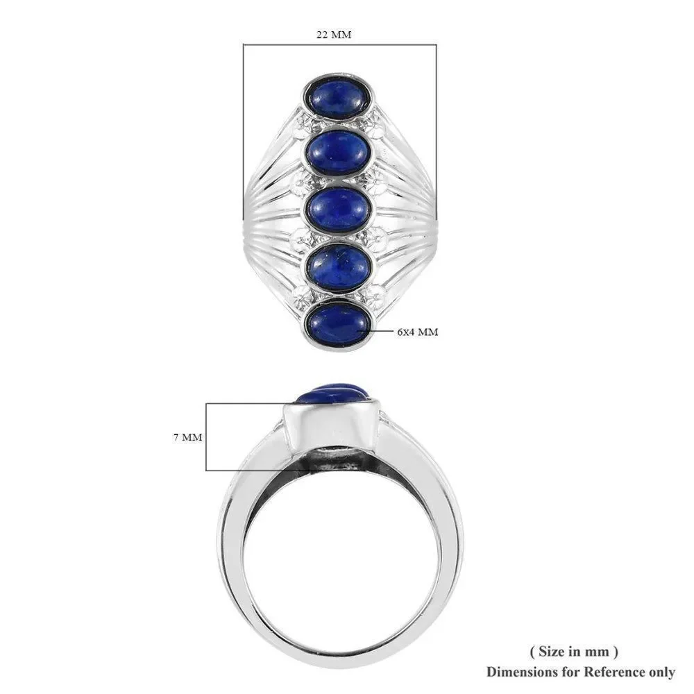 Lapis Lazuli Ring in Stainless Steel Size 5